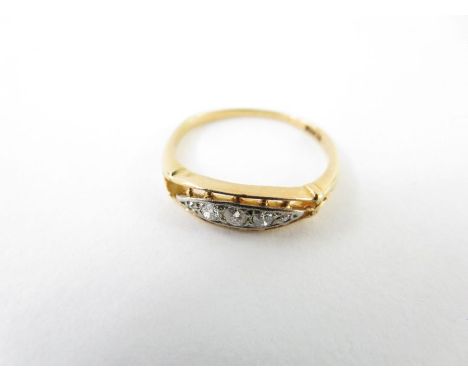 A five stone diamond ring, stamped ‘18ct’, finger size M, 2.1g gross