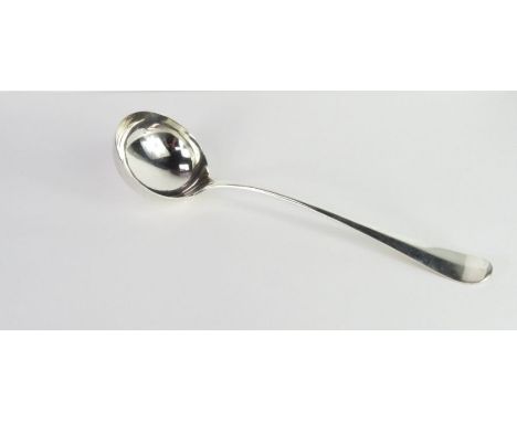 A silver soup ladle, Walker &amp; Hall, Sheffield 1929, Hanoverian pattern, 28cm long, approximately 195g (6.2 Troy ozs) gros