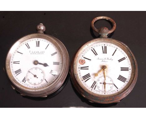 An early 20th century continental silver cased open face pocket watch, having an enamelled dial with Roman numerals and subsi