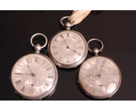 An early 20th century continental silver cased lady's open faced pocket watch, having a silvered engine turned dial with Roma