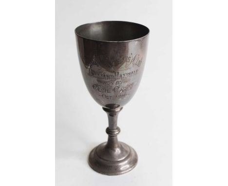 A George V silver trophy goblet, engraved St Marys Mens Club Billiard Handicap and dated 1910, 6.6oz