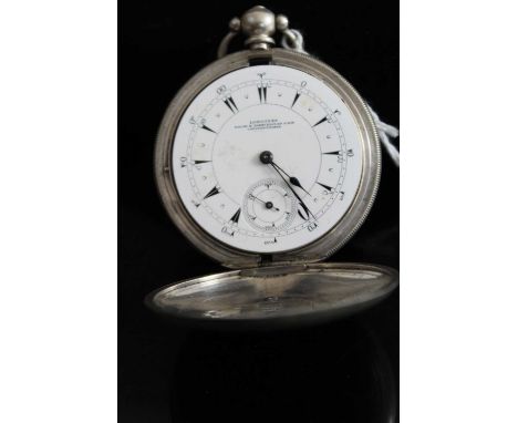 An early 20th century Turkish market Longines silver cased Hunter pocket watch, the inner case stamped EF Co Longines 0.800 a