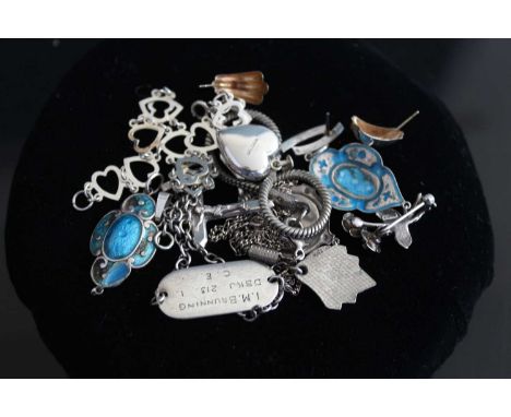 A quantity of principally silver costume jewellery, to include enamel set pendants, identity bracelet, chains etc 