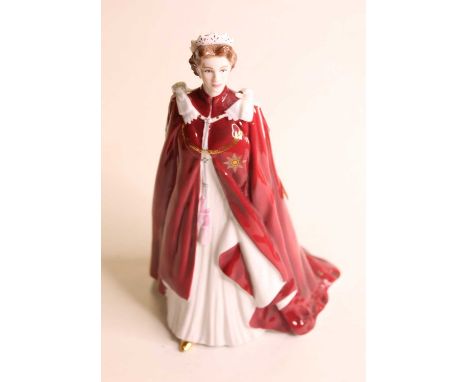 A Royal Worcester figure in celebration of the Queen's 80th birthday 2006, dressed in the robes of the Order of the British E