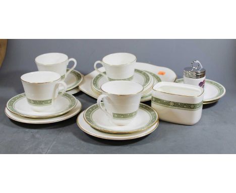 A Royal Doulton part tea service in the Rondalay pattern H5004, together with a modern belleek vase, a Portmeirion Botanic Ga