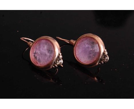 A pair of silver gilt and amethyst set earrings by Marcello Fontana, having shepherd's crook fittings, max h.35mm