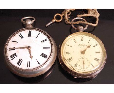 A Victorian silver pair cased pocket watch, having enamelled dial with Roman numerals, the keywind movement signed Ballard Cr