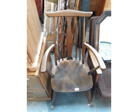 An Ercol style spindle back rocking armchair 