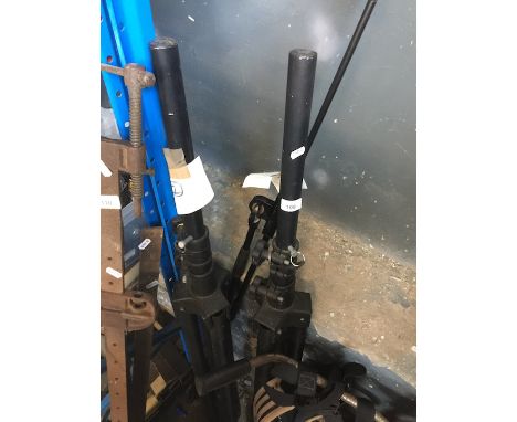 Microphone stand and 2 PA speaker stands 