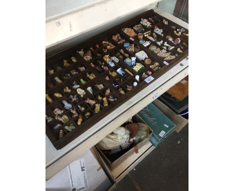 Large collection of Wade whimsies in a printers drawer 