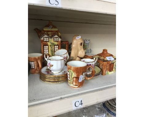 Pottery cottage ware and some chinaCondition: 3 cups and 3 saucers to teaware, all cups damaged, Price Kensington is the make