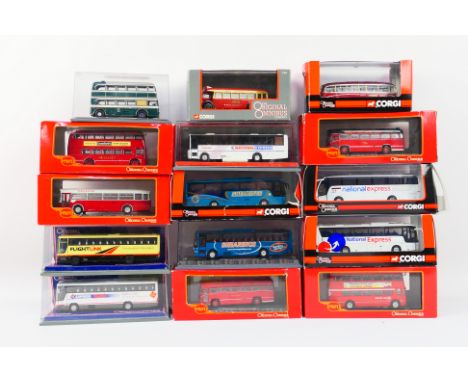 Corgi Original Omnibus - 15 diecast 1:76 scale model buses from Corgi OO. Lot includes OM40305 Burlingham Seagull 'Barton Tra