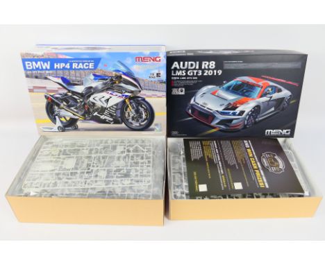 Meng - Two Meng boxed model kits comprising 1:24 scale Audi R8 LMS GT3 2019 car series CS-006 and 1:9 scale BMW HP4 Race moto