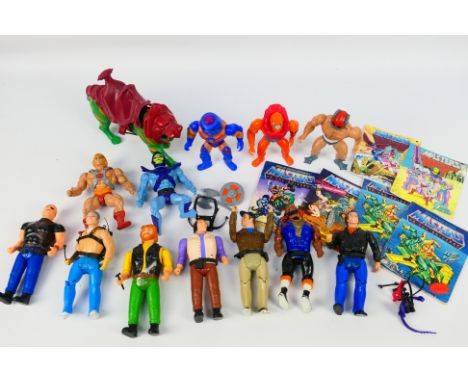 Mattel - MOTU - The A Team - A group of action figures including He-Man, Skeletor, Battle Cat, B.A. Baracus, Hannibal, Murdoc