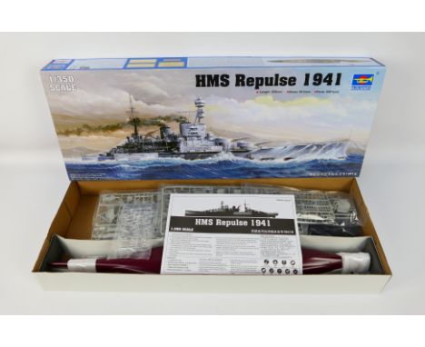 Trumpeter - A boxed 1:350 scale model kit HMS Repulse 1941 05312. The contents appear to be excellent to mint in sealed bags,