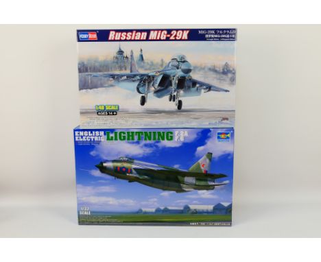 Hobbyboss - Trumpeter - Two boxed model kits comprising Hobbyboss 1:48 scale Russian MiG-29K 81786, and Trumpeter 1:32 scale 