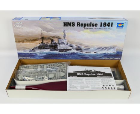 Trumpeter - A boxed 1:350 scale model kit HMS Repulse 1941 05312. The contents appear to be excellent to mint in sealed bags,