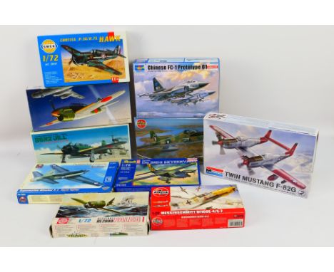 Airfix - Revell - Ark - Monogram - A group of aircraft model kits in 1:72 scale including BAC Strikemaster # A03049, Curtiss 
