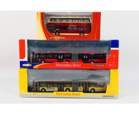 Creative Master Northcord Ltd (CMNL) - Three boxed 1:76 scale diecast model buses from CMNL. Lot consists of UKBUS 0026 Volvo