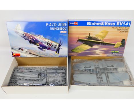 Hobbyboss - Miniart - Two boxed model 1:48 scale aircraft kits comprising Miniart P-47D-30RE Thunderbolt No.48023 and Hobbybo