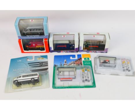Creative Master Northcord Ltd (CMNL) - Three boxed and carded 1:76 scale diecast model Mercedes Sprinter vans with a group of