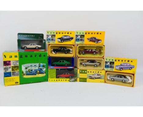 Vanguards - A boxed collection of eight Vanguards 1:43 scale diecast model vehicles. Lot includes BD1002 Austin A40 & Ford An