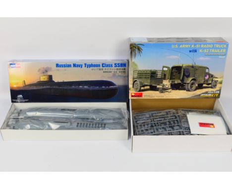 Hobbyboss - Miniart - Two boxed model kits comprising Hobbyboss Russian Navy Typhoon Class SSBN 1:350 scale 83532 and Miniart