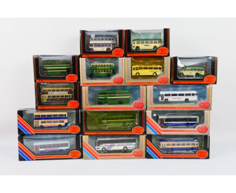 EFE - A boxed fleet of 15 diecast 1:76 scale model buses from EFE. Lot includes #16215 Bristol LS Coach 'Royal Blue Southern 