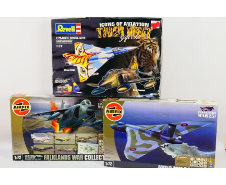 Airfix - Revell - 3 x boxed aircraft model kits in 1:72 scale, Avro Vulcan B Mk2 # A5005, Falklands Collection # A98670 and I