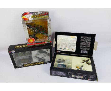 Corgi - Three boxed diecast model military vehicles and aircraft in various scales. lot consists of Corgi WB99627 1:144 scale