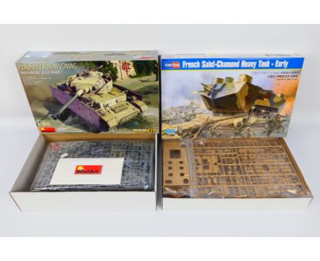 Miniart - Hobbyboss - Two boxed model 1:35 scale kits comprising Miniart Pz.Kpfw.IV Ausf. H VOMAG Mid Prod. July 1943  No.353
