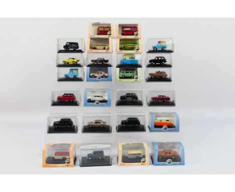Oxford Diecast - Hornby - A boxed group of 25 1:76 and N scale model vehicles. Lot includes Oxford Diecast #76VW007 VW Bus; #