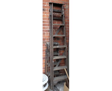 Two vintage wooden step ladders (for decorative use ONLY)