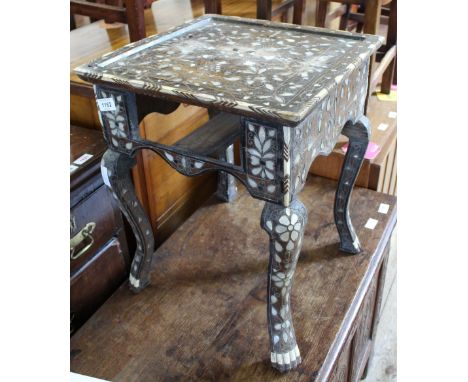 An Anglo Indian small square table with mother of pearl inlay