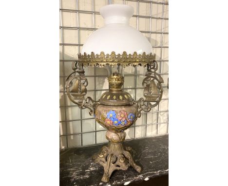PORCELAIN FLORAL OIL LAMP - 65CMS (H)