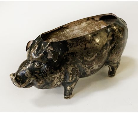 HM SILVER PIG PIN CUSHION - EARLY BIRMINGHAM MARK