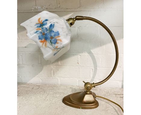 ART NOUVEAU FLORAL GLASS SHADED LAMP