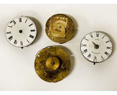 4 VINTAGE POCKET WATCHES, DAN GIBBS, JOHN MAYLAND, EDWARD LOCK OXFORD IN SILVER INLAID FOR RESTORATION OR PARTS 
