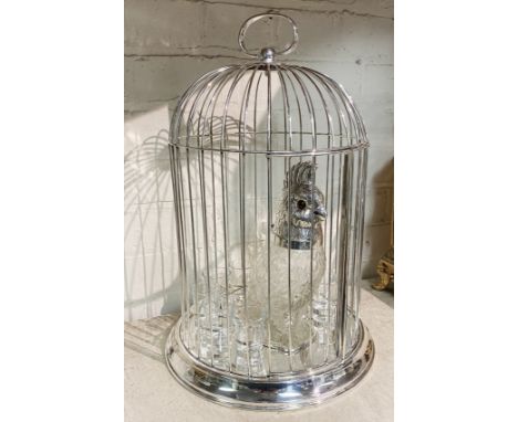 SILVER PLATED BIRDCAGE DECANTER SET