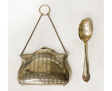 H/M SILVER PURSE WITH A SILVER TEASPOON - 158 GRAMS