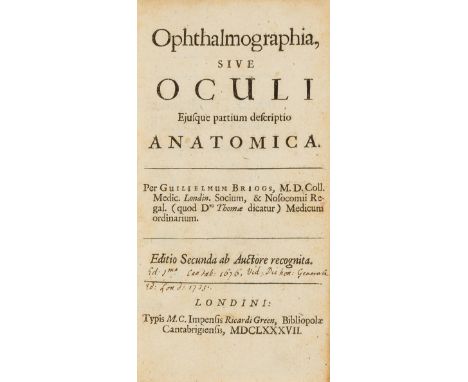 Ophthalmology.- Briggs (William) Ophthalmographia..., second edition, 2 folding engraved plates (torn at folds and repaired),