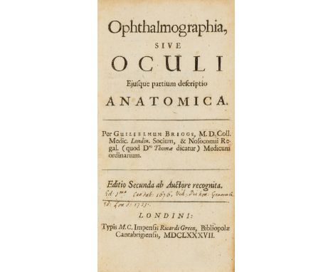 Ophthalmology.- Briggs (William) Ophthalmographia..., second edition, 2 folding engraved plates (torn at folds and repaired),