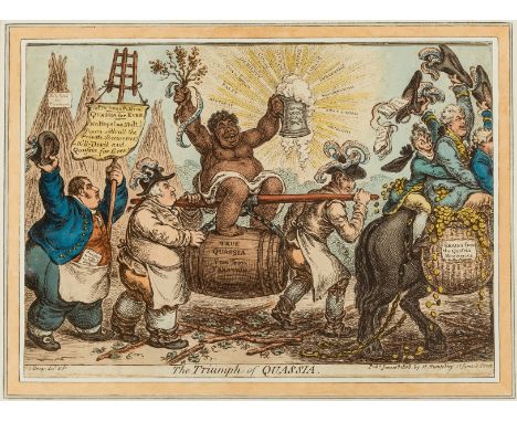 NO RESERVE Beer Brewing Trade.- Gillray (James) The Triumph of Quassia, Quassia was a South American plant that was promoted 