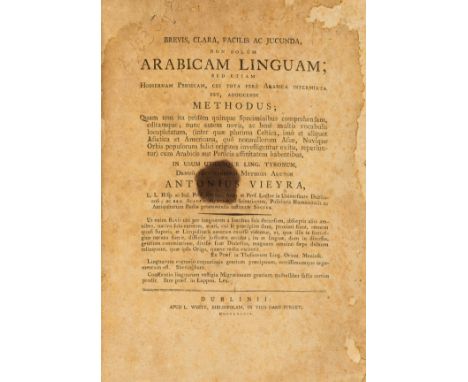 Arabic.- Vieyra (Anthony) Brevis, clara, facilis ac jucunda, non solum Arabicam Linguam..., first edition, stain to title and