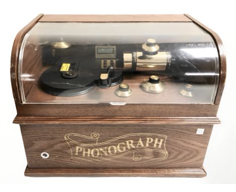 An electronic phonograph-style music player.