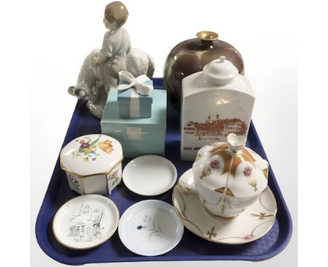 Mixed ceramics including a Wilkinsons Oriflamme marbled vase, a Bing and Grondahl lidded caddy and group of pin dishes, a Tif