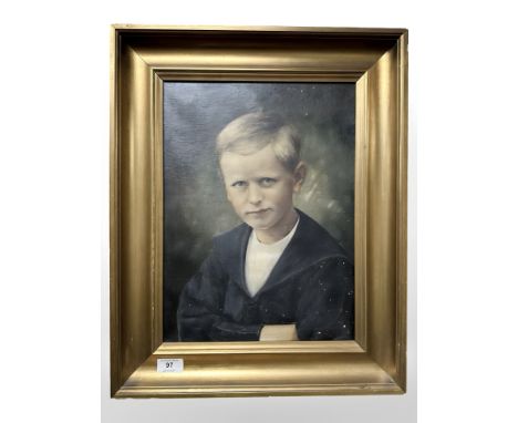 Danish School : Portrait of a boy, oil on canvas, 29 cm x 39 cm.