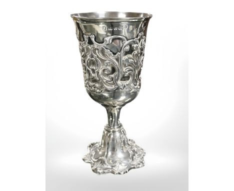 A Victorian embossed silver goblet, Henry Wilkinson & Co, Sheffield 1857, height 16cm CONDITION REPORT: 175.9g