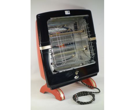 Belling & Co 1950s heater in black and red enamel original condition H59cm x W46cm Condition Report Click here for further im