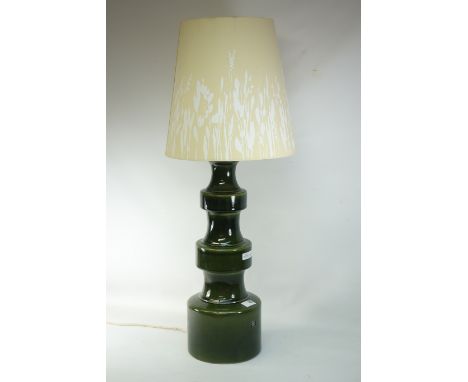 Vintage / Retro Royal Doulton Lamp base in deep green of graduated ring form, H.55cm excluding shade Condition Report Click h